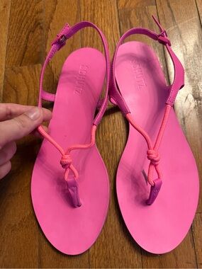 SCHUTZ Hot Pink Knot-Front Slingback Sandals
